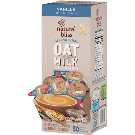 Coffee Mate Natural Bliss Vanilla Flavor Oat Milk Liquid Creamer Singles, 50PK NES71748